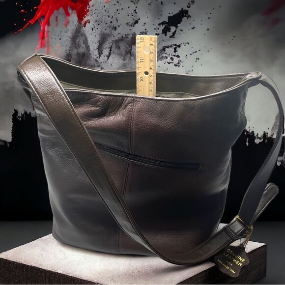 Soft Leather Shoulder Bag in Chocolate Brown l Gold Hardware Medium l Tassel EUC - Picture 8 of 13